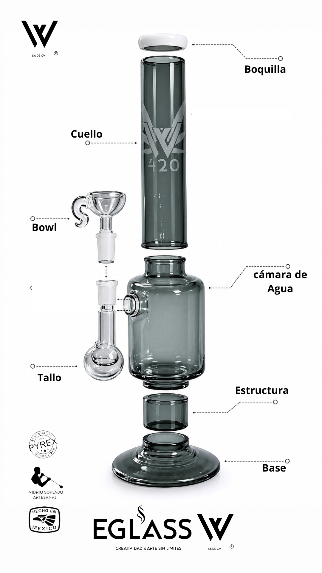 El arte detrás de un Bong de vidrio soplado Eglass W420